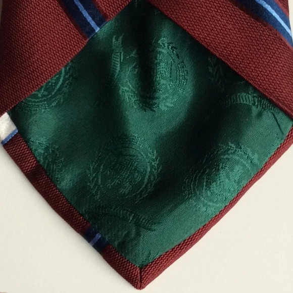 Tommy Hilfiger Maroon & Blue Striped Silk Tie - Picture 4 of 7